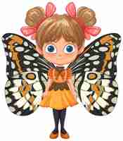 Vector gratuito niña con alas de mariposa ilustración