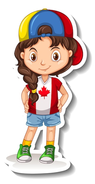 Una niña con camiseta de la bandera de Canadá