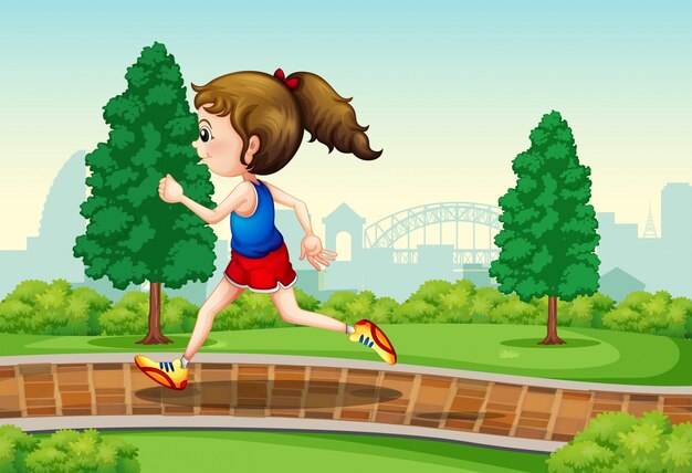 Niña corriendo en la escena del parque