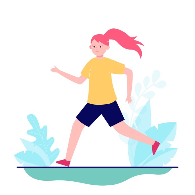 Niña corriendo o trotando en la naturaleza