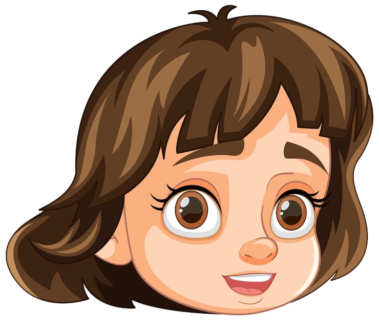 Vector gratuito niña de dibujos animados sonriente con cabello corto marrón