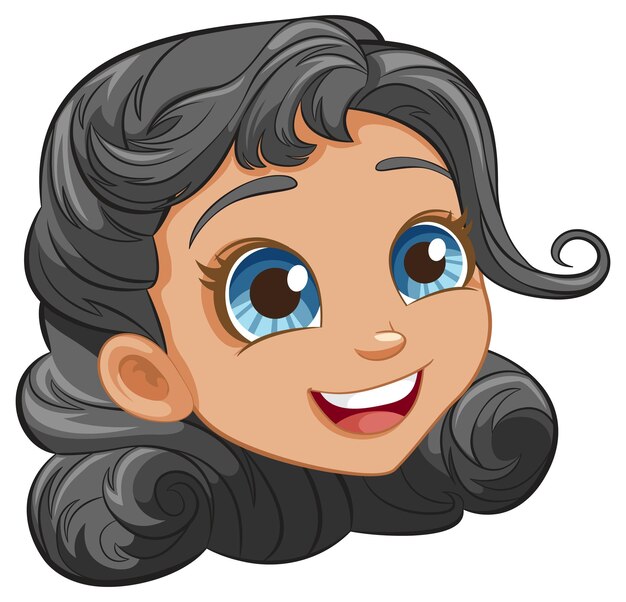 Niña de dibujos animados sonriente con expresión lúdica