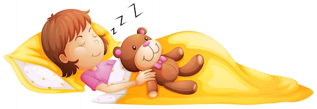 Una niña durmiendo con su juguete