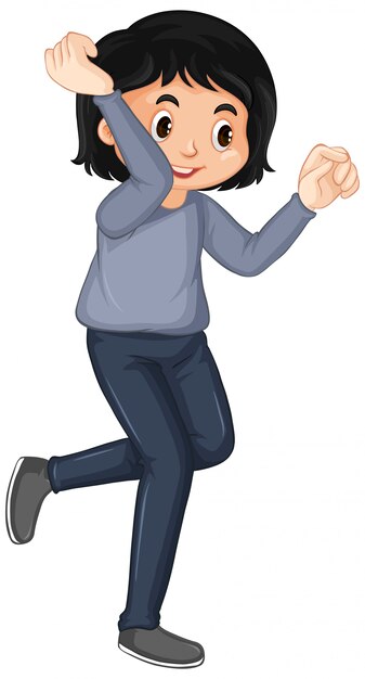 Niña feliz bailando en blanco