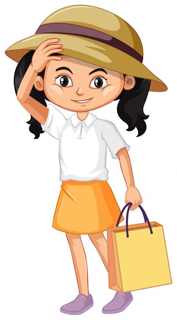 Una niña feliz con bolsa de compras