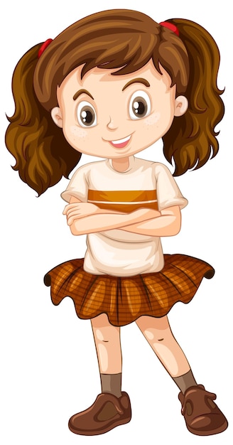 Vector gratuito una niña feliz en falda marrón