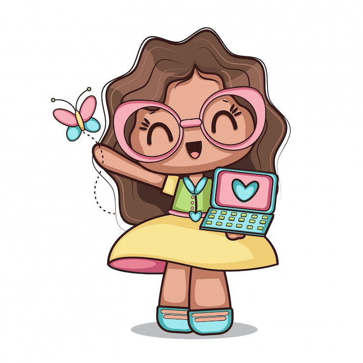 Vector gratuito niña feliz con mariposa