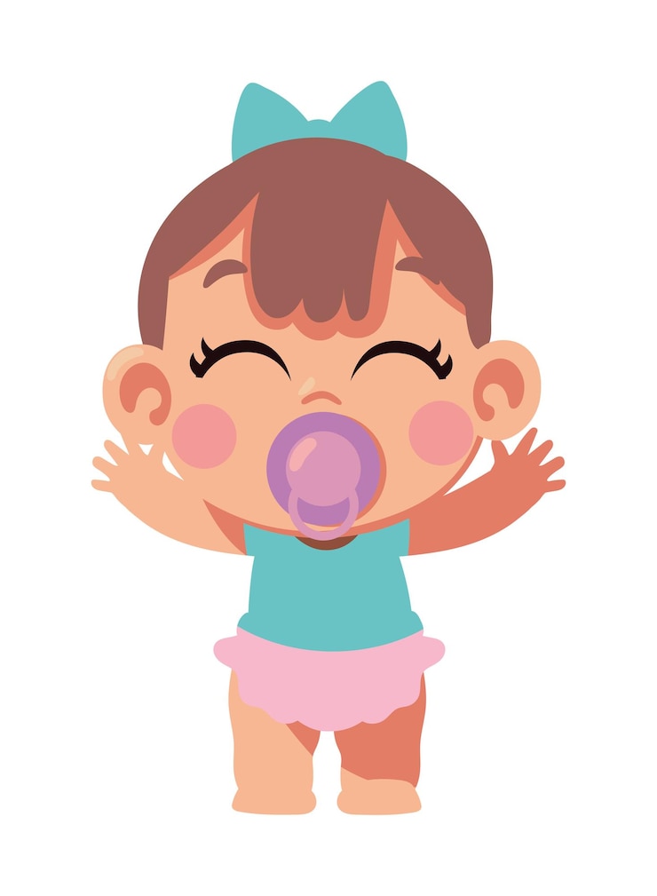 Vector gratuito niña con una ilustración de chupete