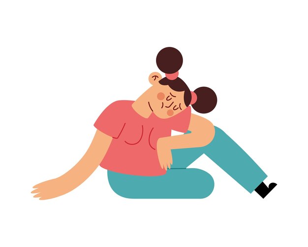 niña con ilustración de depresión