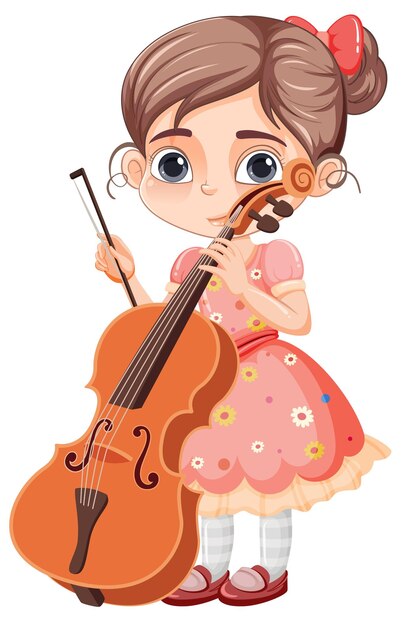 Niña con una Linda Sonrisa Sosteniendo un Violonchelo