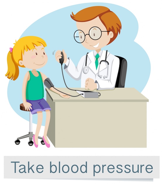 Una niña con el médico Tome la presión arterial