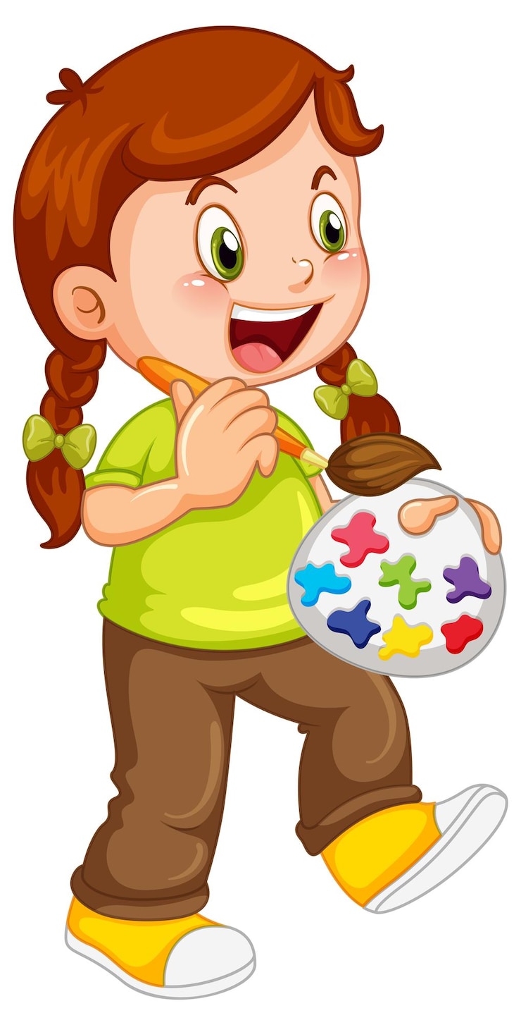 Vector gratuito niña con paleta de colores