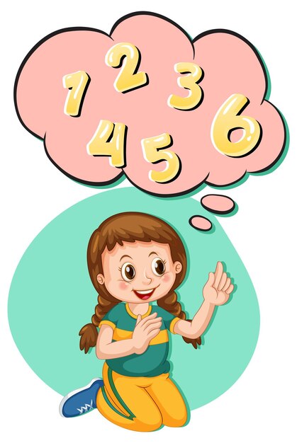 Una niña pensando con un número en llamada