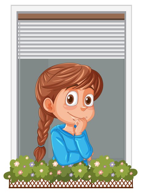 Niña pensando por la ventana
