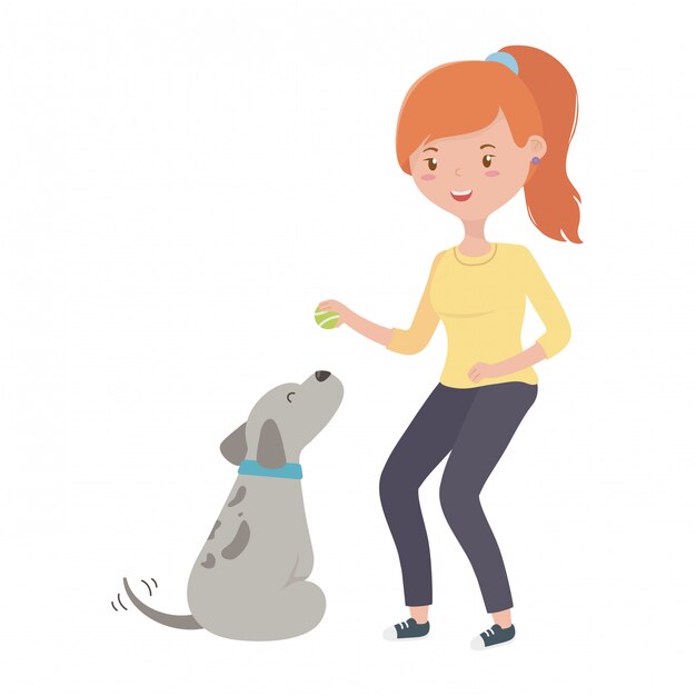 Niña con perro de dibujos animados