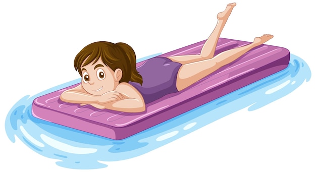 Una niña de la pubertad descansando en una goma inflable