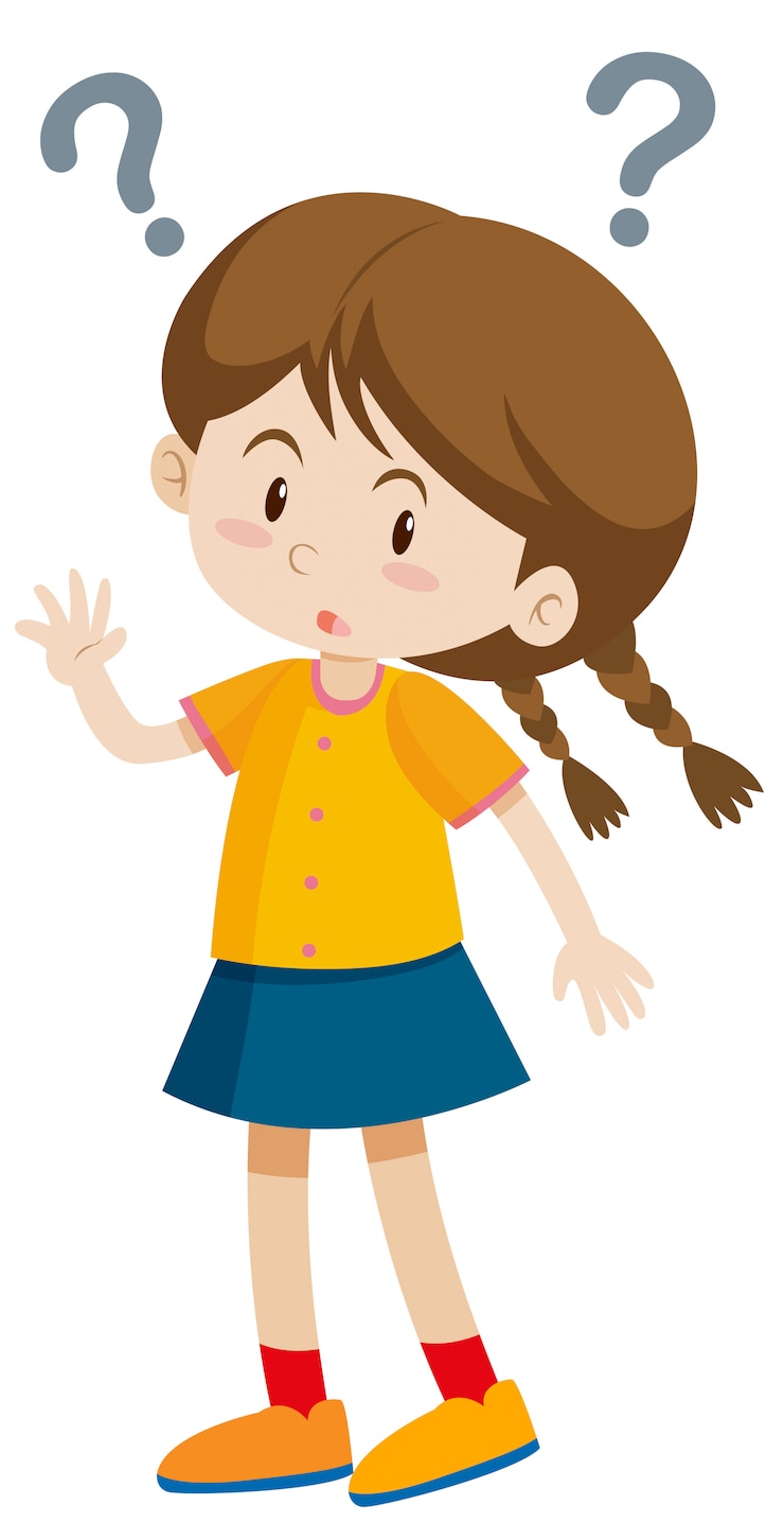Vector gratuito niña con signos de interrogación