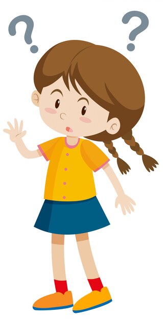 Niña con signos de interrogación