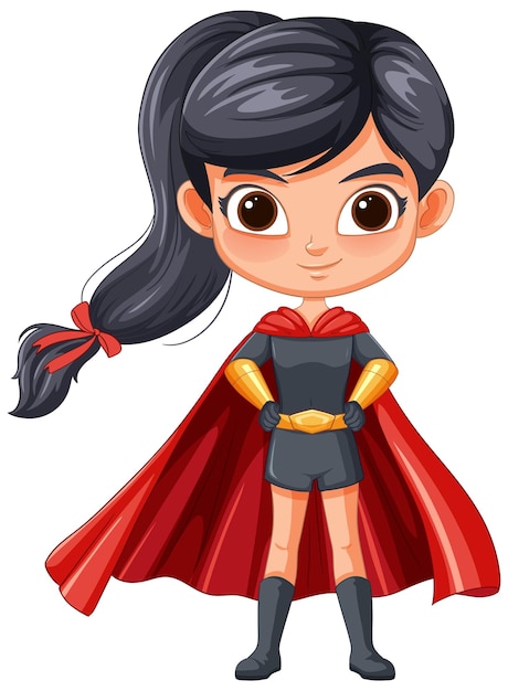 La niña superhéroe en la ilustración de la capa roja