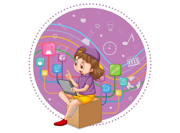 Niña con tableta para educación