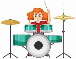 Vector gratuito una niña tocando un instrumento musical de tambor