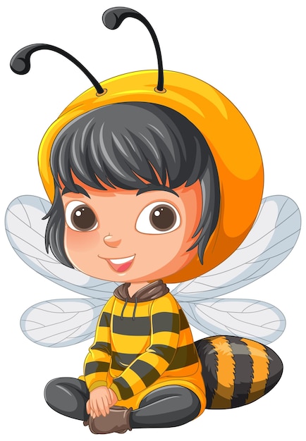 Vector gratuito niño alegre vestido de abeja