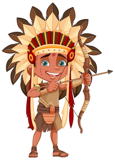 Niño arquero de la tribu nativa americana