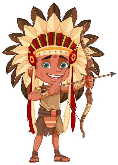 Niño arquero de la tribu nativa americana