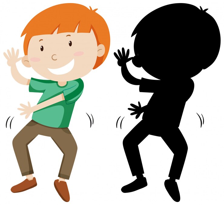 Vector gratuito niño bailando con su silueta