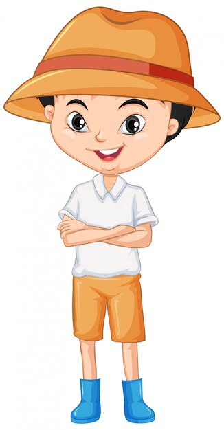 Niño con botas en aislado