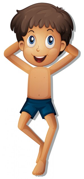 Un niño bronceado sobre fondo blanco