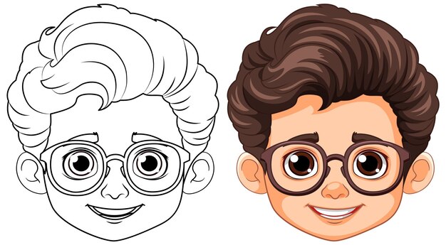 Niño de cabello marrón y ojos marrones Contorno para colorear