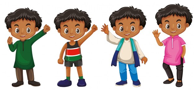 Niño con cara feliz en diferentes disfraces.