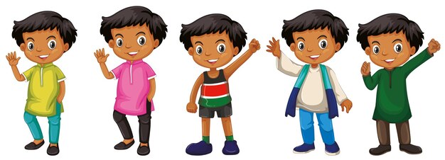 Niño con cara feliz en diferentes disfraces.