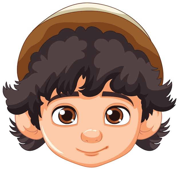 Niño de cara neutral con gorro en estilo vectorial