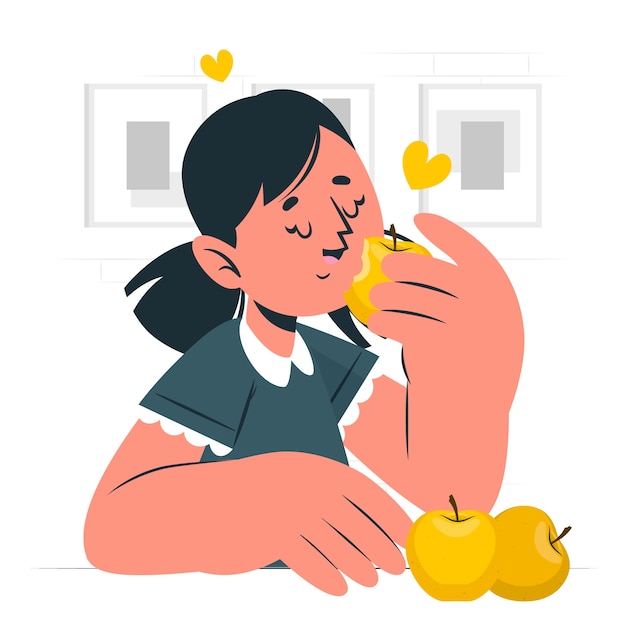 Vector gratuito niño comiendo concepto de ilustración de manzana