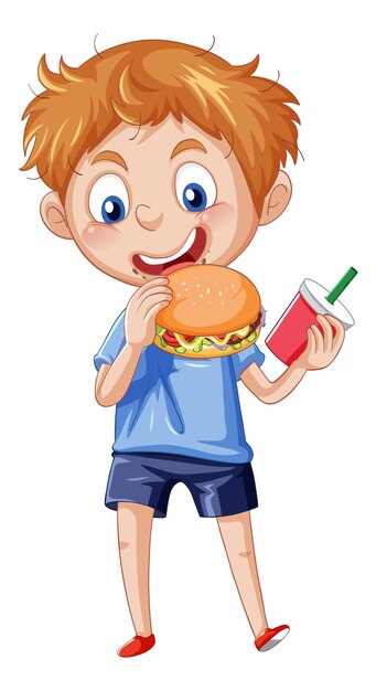 un niño comiendo hamburguesa