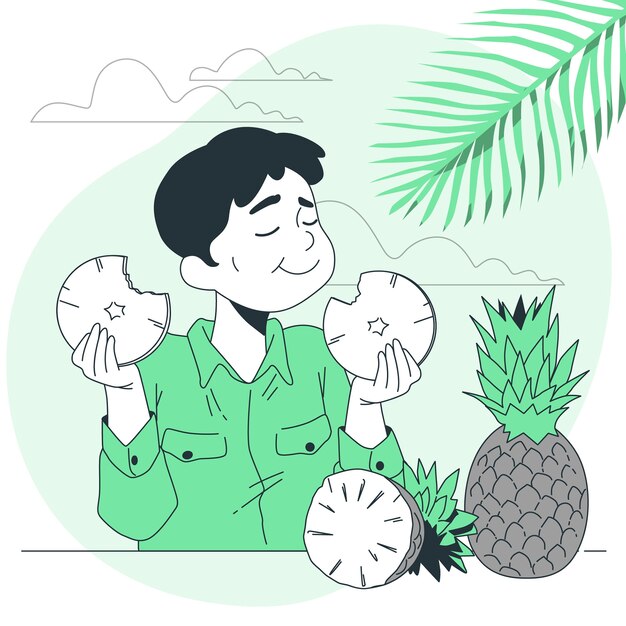 Niño comiendo ilustración del concepto de piña