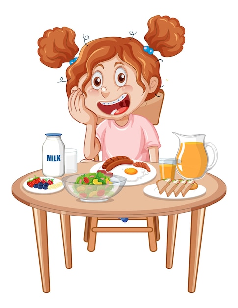 Un niño comiendo en la mesa.