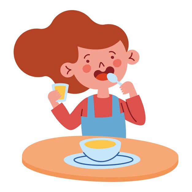 niño comiendo sopa