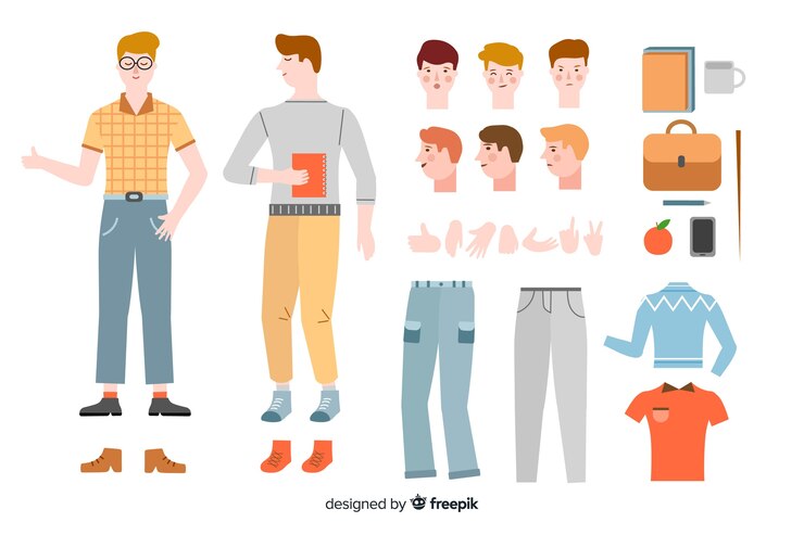 Vector gratuito niño dibujos animados para diseño en movimiento