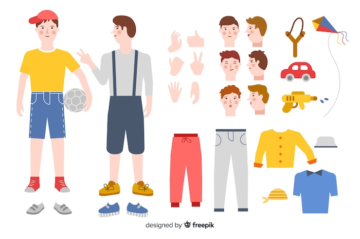 Vector gratuito niño dibujos animados para diseño en movimiento