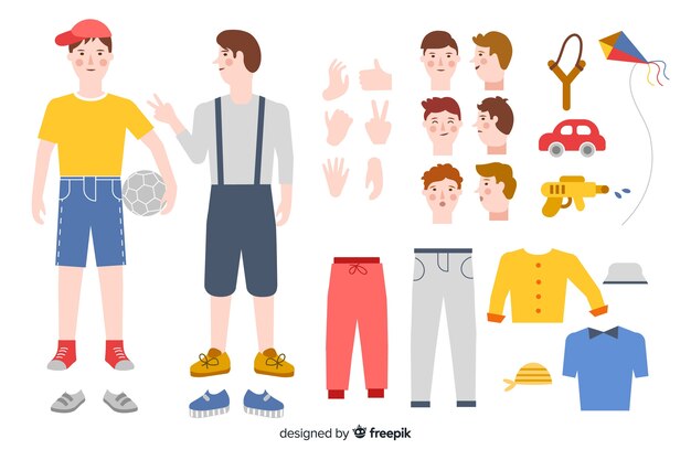 Niño dibujos animados para diseño en movimiento