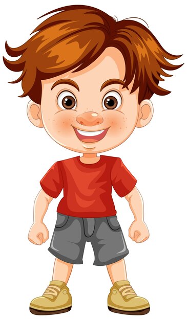 El niño de dibujos animados feliz de pie