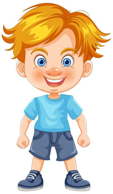 El niño de dibujos animados feliz de pie