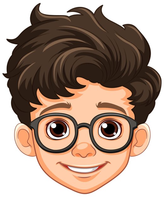 Niño de dibujos animados con gafas aislado