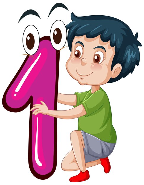 Un niño con dibujos animados número uno.