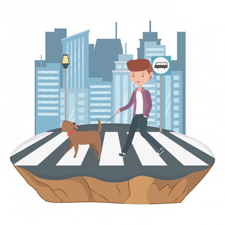 Vector gratuito niño con dibujos animados de perro