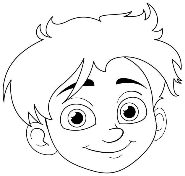 Vector gratuito niño de dibujos animados sonriente con contorno de doodle