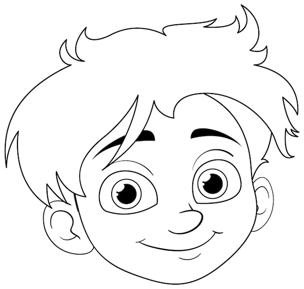Niño de dibujos animados sonriente con contorno de Doodle